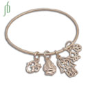 Sterling Silver Lucky Charm Bracelet Opening Bangle