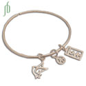 Peace Love Bracelet Opening Bangle Silver