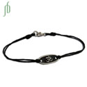 Aum Bracelet Silver and Waxed Cotton 7.5"/19cm