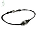 Buddha Bracelet Silver and Waxed Cotton 7.5"/19cm