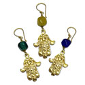 Hamsa Earrings Recycled Glass & Brass