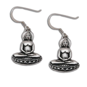 Buddha Earrings Sterling Silver 3/4