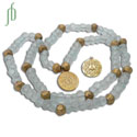 Om Mani Padme Hum Mala Necklace Recycled Glass & Brass