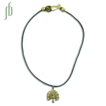 Bodhi Tree Rubber Necklace Recycled Brass 18"/45 cm #2