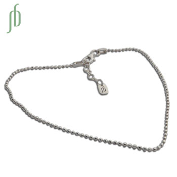 Glittery Silver Anklet Diamond-Cut Balls Adjustable