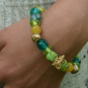 Ganesh Mala Bracelet Recycled Glass & Brass #2
