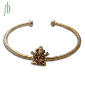 Ganesh Cuff Bangle Bracelet Recycled Brass