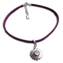 Crown Chakra Anklet Purple Adjustable 9-10" Sterling silver & Ultra-suede