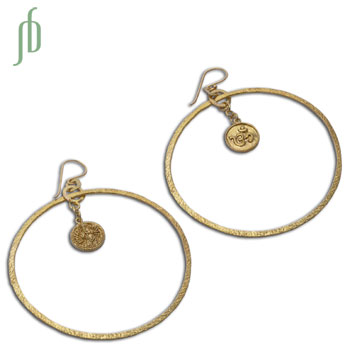 Ganesh Om Earrings Recycled Brass #1