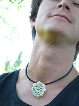 Om Lotus Necklace on Cotton Cord #3