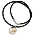 Flowing Yin Yang Necklace Silver & Leather 20" / 50 cm