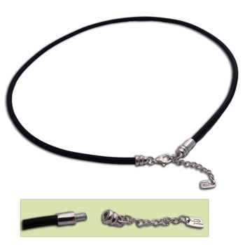 Rubber & Silver Screw-off end Charmas Beads Necklace Base 45 + 2 cm / 18"
