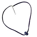 Purple Bead Necklace Adjustable 16-17" Sterling silver & Ultra-suede