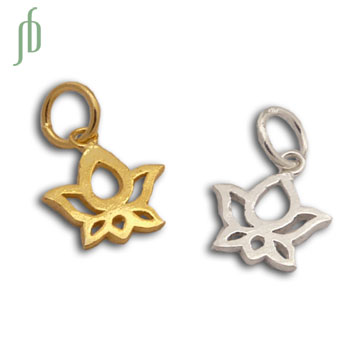 Tiny Lotus Charm Sterling Silver or Gold-tone