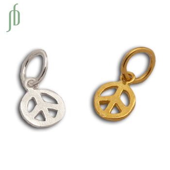 Tiny Peace Sign Charm Sterling Silver or Gold-tone