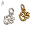 Tiny Om Charm with 5 mm jump ring Sterling Silver or Gold