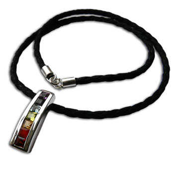 Purity Chakra Necklace Silver, Gemstones & Leather 18